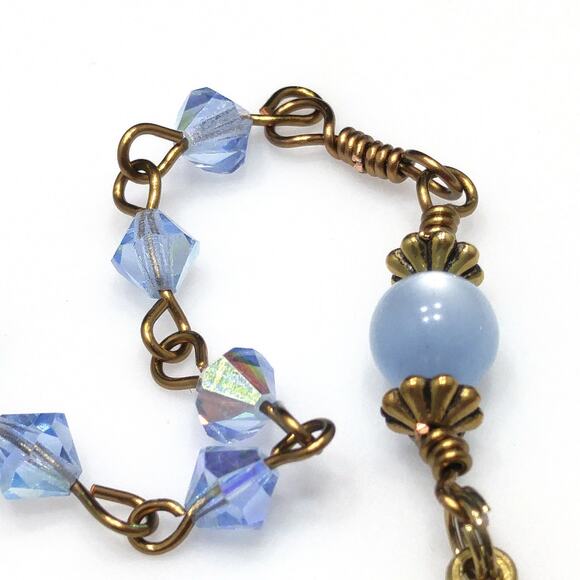 St. Benedict Blue Handmade One Decade Rosary, Blue Crystal Decade Beads - Picture 6 of 10